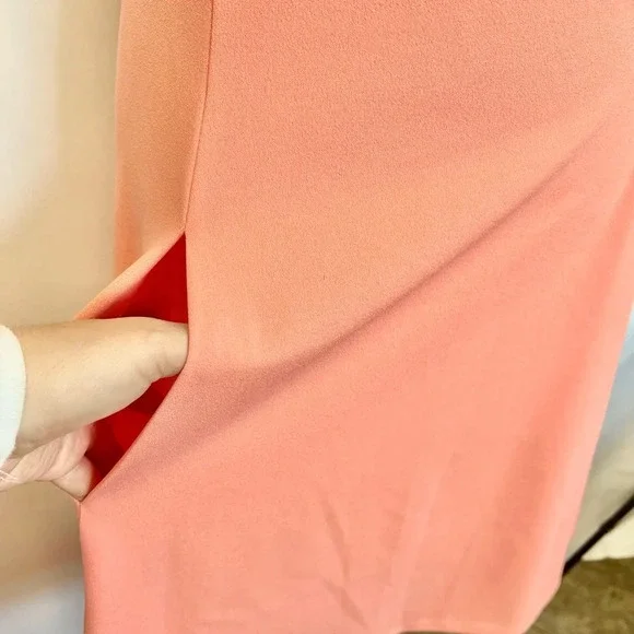 NWT DKNY Fit And Flare Peach Midi Sleeveless Dress Pockets Formal Casual Size 4 - Picture 6 of 15